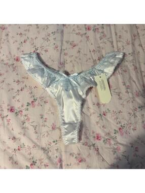 For Love & Lemons Sweetheart Satin Thong Panty